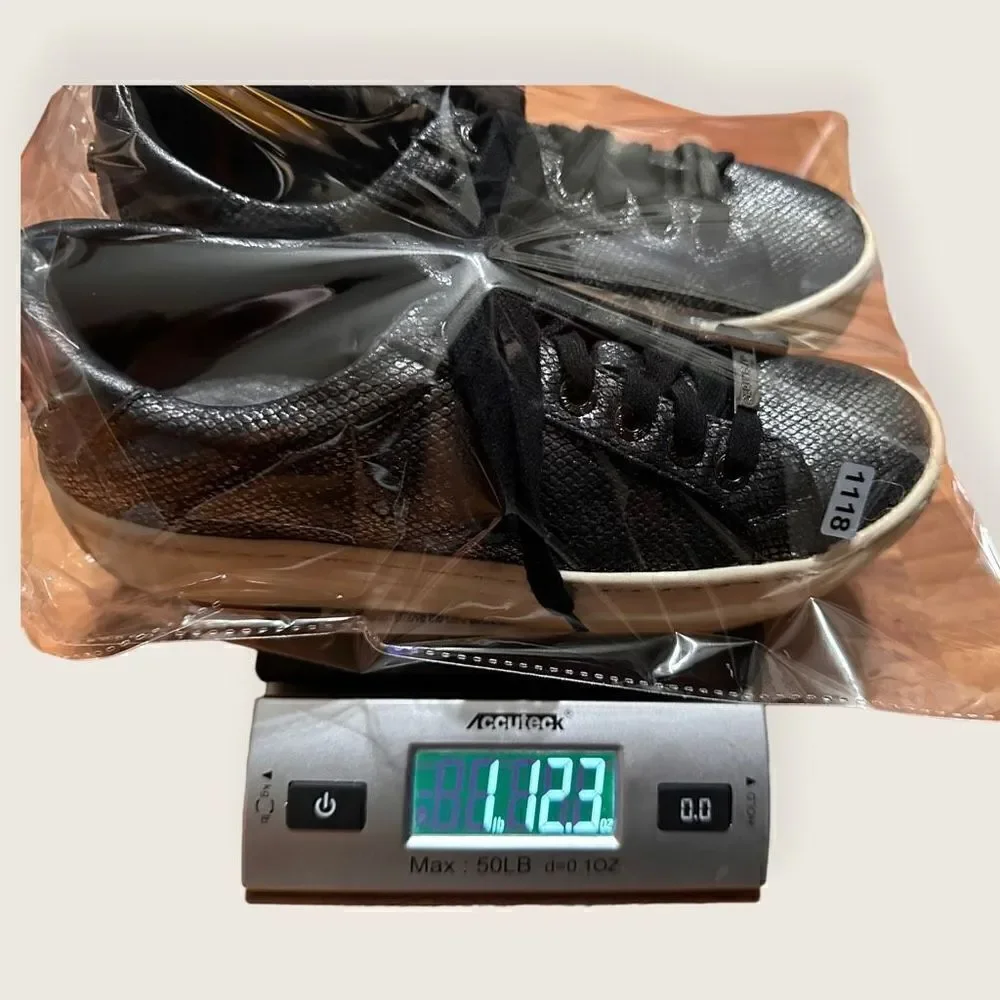 J/ Slides nyc metallic snakeskin platform sneakers women’s size 7.5 black